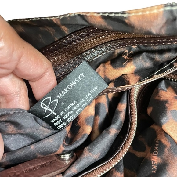 Leather Purse B.MAKOWSKY Raisin Brown Belted Clip Shoulder Bag - Picture 10 of 16